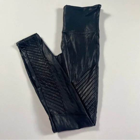 Spanx Faux Leather Moto Leggings Black Size M - Picture 13 of 13